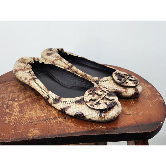 Tory Burch Faux Snake Ballet Flats Size 5 Flawed‎ - Picture 1 of 11